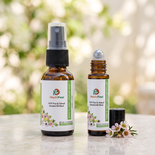 HachiFeel Wrist & Joint Comfort — spray mist and roller together