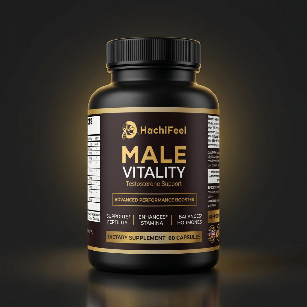 HachiFeel Male Vitality – Testosterone Support & Advanced Performance Booster | 60 Capsules
