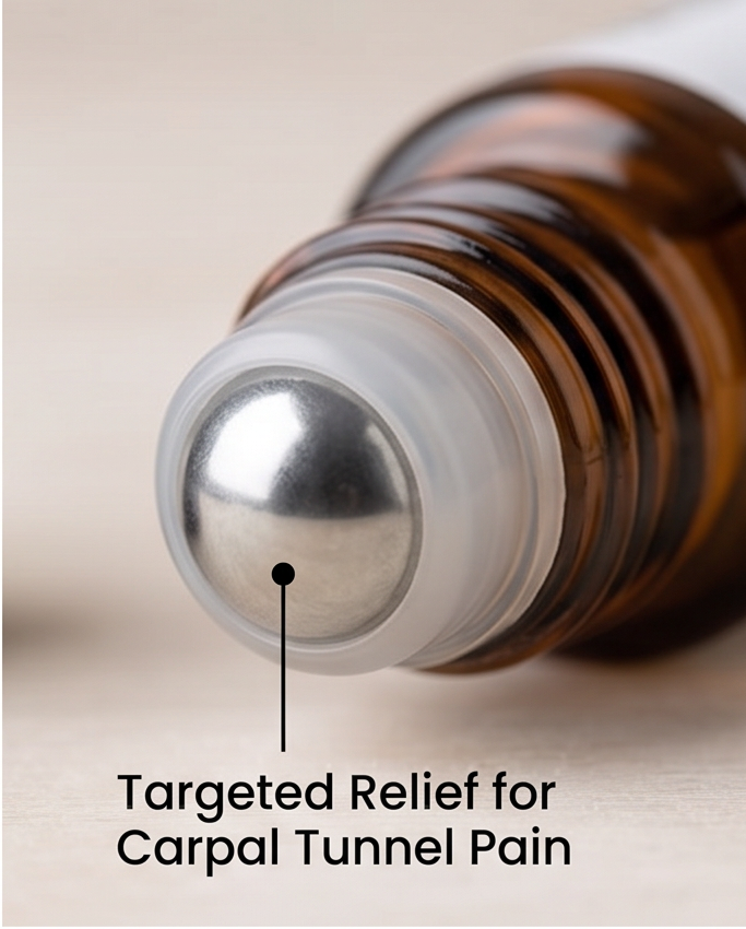 Stainless roller ball close-up — targeted application