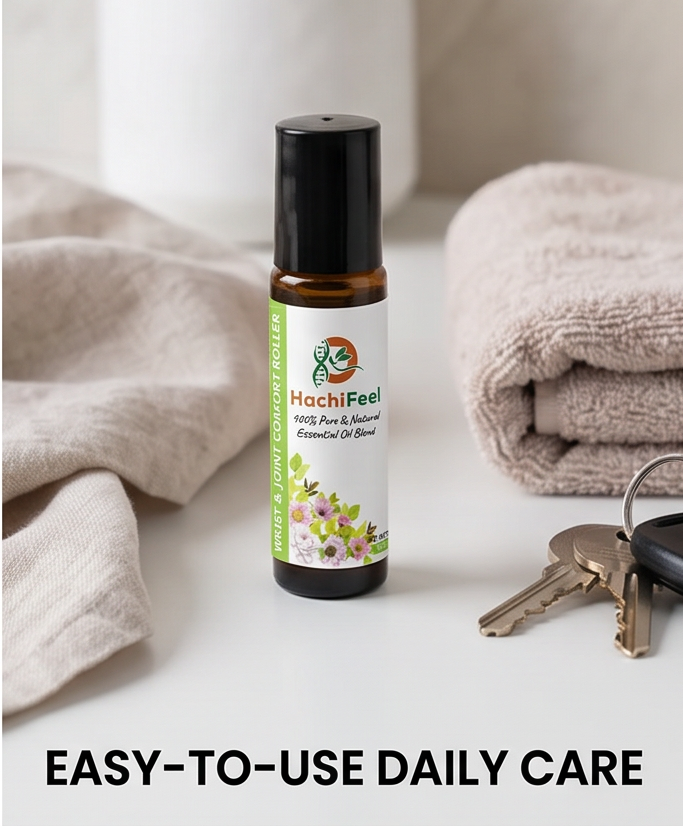 HachiFeel comfort roller on a counter — easy daily care