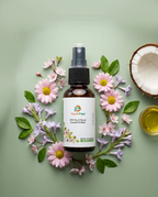 HachiFeel essential oil spray with flowers, coconut, and carrier oil
