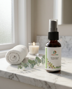 HachiFeel essential oil spray with rolled towel and candle